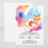 Simple Fox Party Verjaardag Kaart (Voorkant / Achterkant)