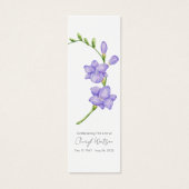 Simple Freesia Funeral Memorial Bookmark Mini Visitekaartjes (Voorkant)