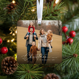 Simple Full Bleed Photo Merry Christmas Holiday Keramisch Ornament