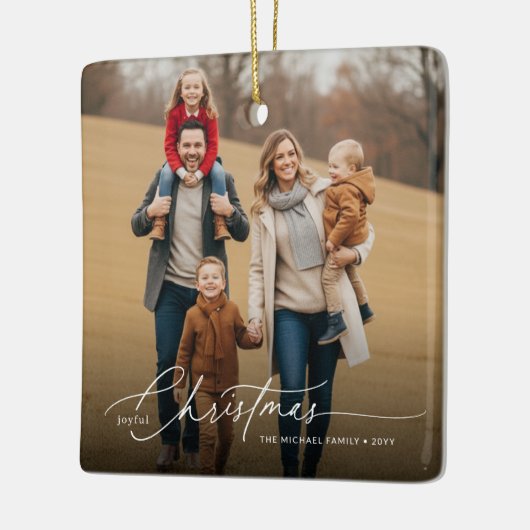 Simple Full Bleed Photo Merry Christmas Holiday Keramisch Ornament (Links)
