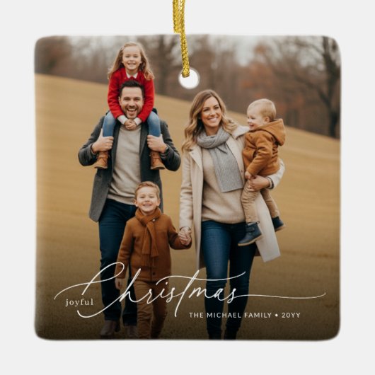Simple Full Bleed Photo Merry Christmas Holiday Keramisch Ornament (Voorkant)