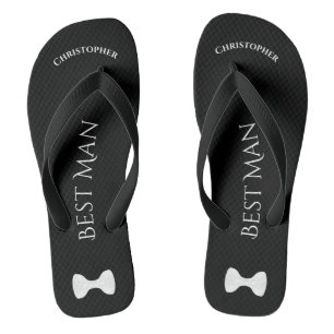 Simple Fun Best Man Name & Bow Stropdas Wedding Teenslippers