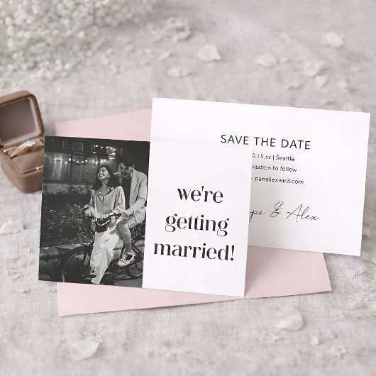 Simple Fun Casual Minimal Modern Photo Wedding  Save The Date