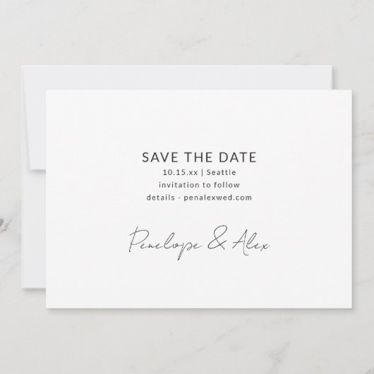 Simple Fun Casual Minimal Modern Photo Wedding  Save The Date (Achterkant)