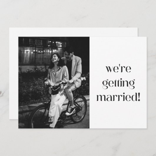 Simple Fun Casual Minimal Modern Photo Wedding  Save The Date (Voorkant / Achterkant)
