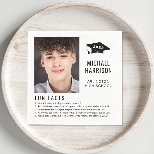 Simple Fun Facts Photo Afstuderen Napkins Servet