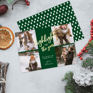Simple Fun Geborsteld Schrift Groen Fotocollage Folie Feestdagenkaart