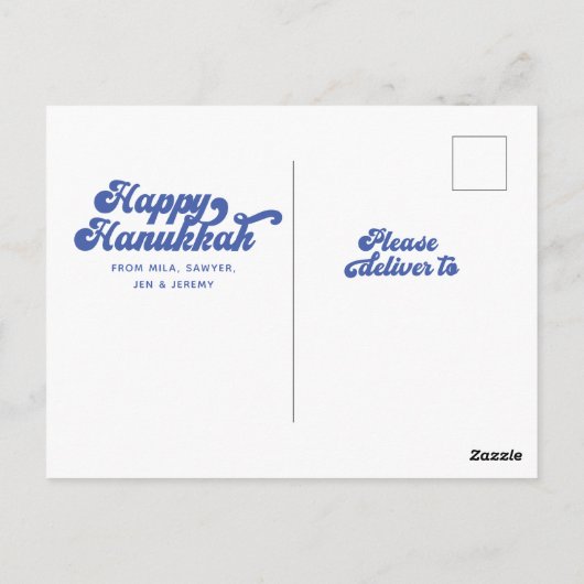 Simple Fun Modern Typography Retro Happy Hanukkah Briefkaart (Achterkant)