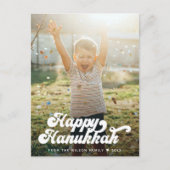 Simple Fun Modern Typography Retro Happy Hanukkah Briefkaart (Voorkant)