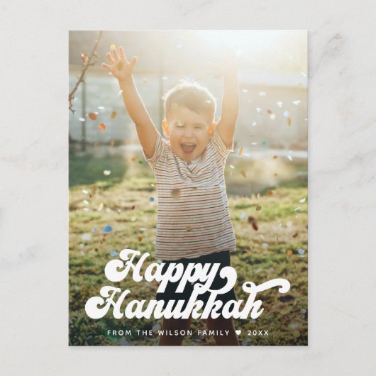 Simple Fun Modern Typography Retro Happy Hanukkah Briefkaart (Voorkant)