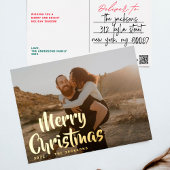 Simple Fun Prettig Kerstmis Familie Goud Foto Folie Feestdagen Briefkaart