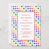 Simple Fun Rainbow Polka Dot Border Baby shower Kaart (Voorkant)