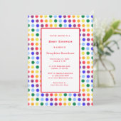 Simple Fun Rainbow Polka Dot Border Baby shower Kaart (Staand voorkant)