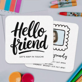 Simple Fun Zwart Wit Hallo Vriend Speelafspraak Fo Vierkante Visitekaartje