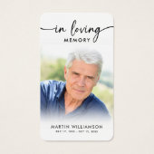Simple Funeral In Memory Photo Cross Prayer Card Visitekaartje (Voorkant)