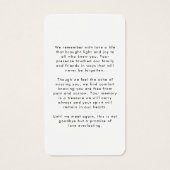 Simple Funeral In Memory Photo Prayer Card Visitekaartje (Achterkant)