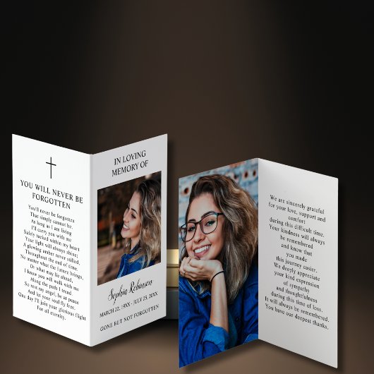 Simple Funeral Memorial Photo Folder Prayer Kaart