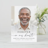 Simple Funeral Memorial Photo Forever In Hearts Programmakaart (Staand voorkant)