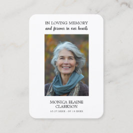 Simple Funeral Memorial Photo Prayer Card Visitekaartje