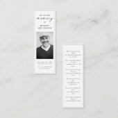 Simple Funeral Memorial Prayer Photo Bladwijzer Ca Mini Visitekaartje (Voorkant / Achterkant)