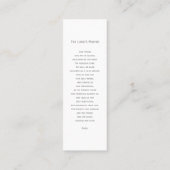 Simple Funeral Memorial Prayer Photo Bladwijzer Ca Mini Visitekaartje (Achterkant)