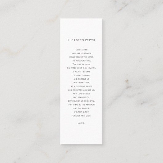 Simple Funeral Memorial Prayer Photo Bladwijzer Ca Mini Visitekaartje (Achterkant)