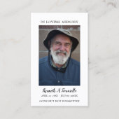 Simple Funeral Memorial Prayer Photo Blue Kaart Visitekaartje (Voorkant)