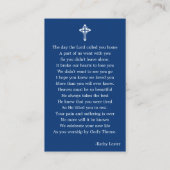 Simple Funeral Memorial Prayer Photo Blue Kaart Visitekaartje (Achterkant)