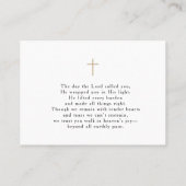 Simple Funeral Memorial Prayer Photo Card Visitekaartje (Achterkant)
