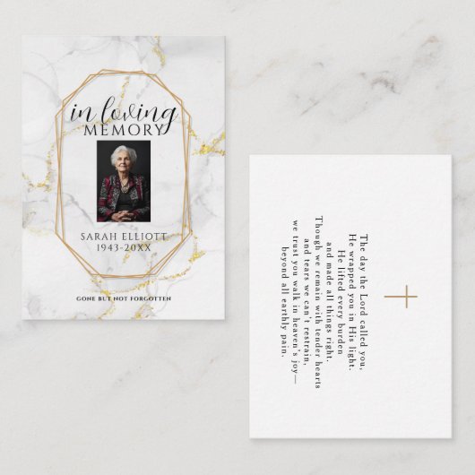 Simple Funeral Memorial Prayer Photo Card Visitekaartje (Voorkant / Achterkant)
