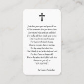 Simple Funeral Memorial Prayer Photo Card Visitekaartje (Achterkant)