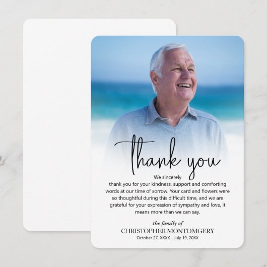 Simple Funeral Photo Bedankkaart (Voorkant / Achterkant)