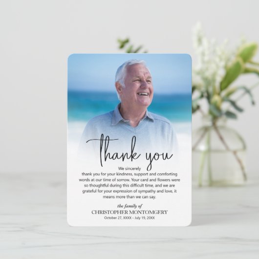 Simple Funeral Photo Bedankkaart (Staand voorkant)