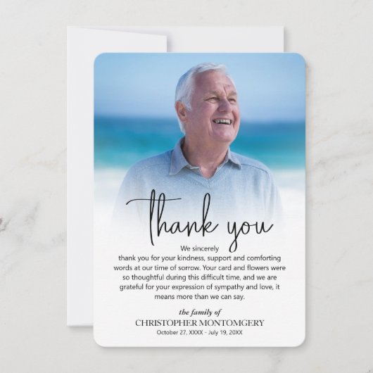 Simple Funeral Photo Bedankkaart (Voorkant)