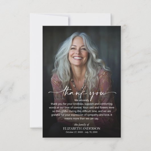 Simple Funeral Photo Bedankkaart (Voorkant)