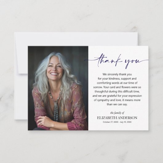 Simple Funeral Photo Bedankkaart (Voorkant)