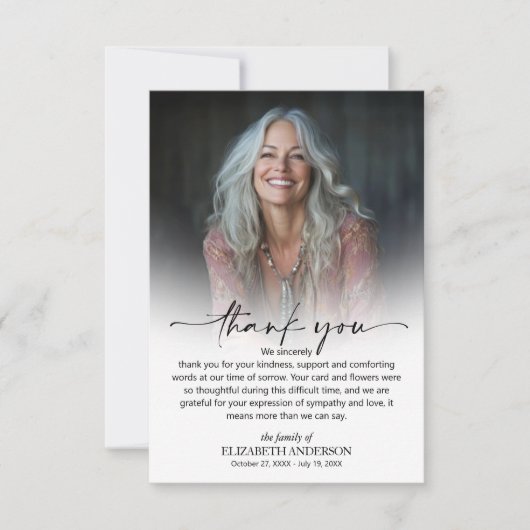 Simple Funeral Photo Bedankkaart (Voorkant)
