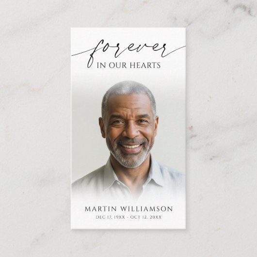 Simple Funeral Photo Cross Memorial Prayer Card Visitekaartje (Voorkant)