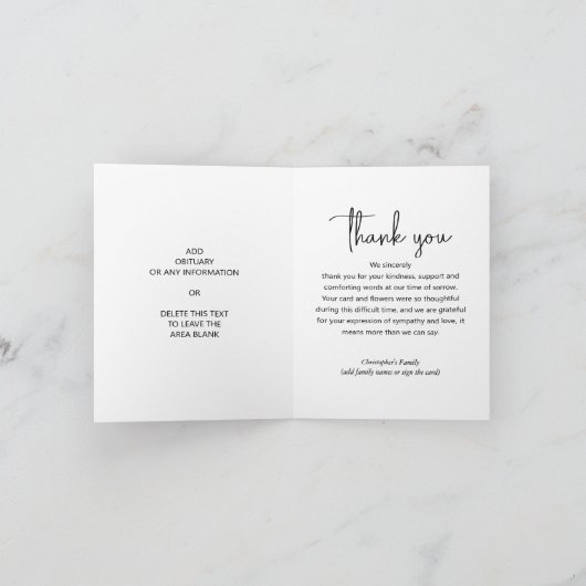 Simple Funeral Photo Folded Bedankkaart (Binnen)