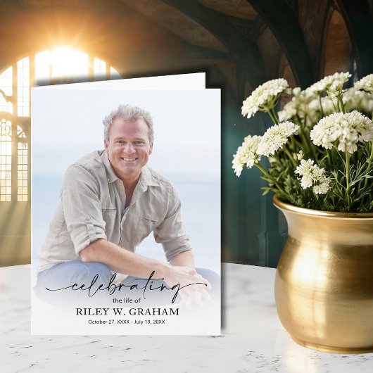 Simple Funeral Photo Folded Bedankkaart