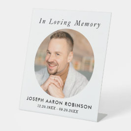 Simple Funeral Photo Modern Memorial Keepsake Reclamebord Met Voetstuk