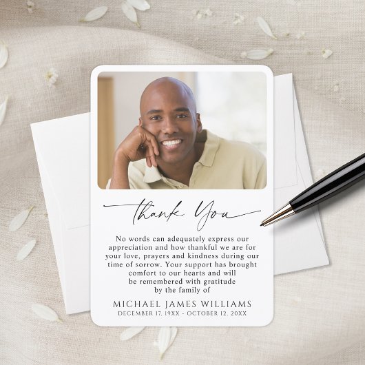 Simple Funeral Photo Sympathy Bedankkaart