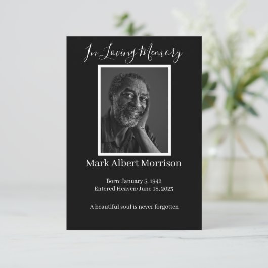 Simple Funeral Photo Sympathy Memorial Card Kaart (Staand voorkant)