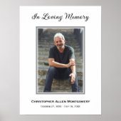 Simple Funeral Photo Sympathy Memorial Poster (Voorkant)