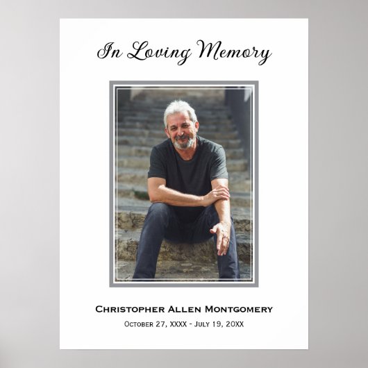 Simple Funeral Photo Sympathy Memorial Poster (Voorkant)