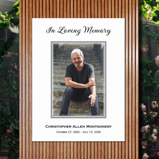 Simple Funeral Photo Sympathy Memorial Poster