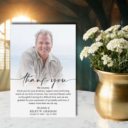 Simple Funeral Photo Thank You Card Bedankkaart