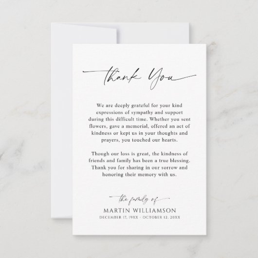 Simple Funeral Script Thank You Bedankkaart (Voorkant)