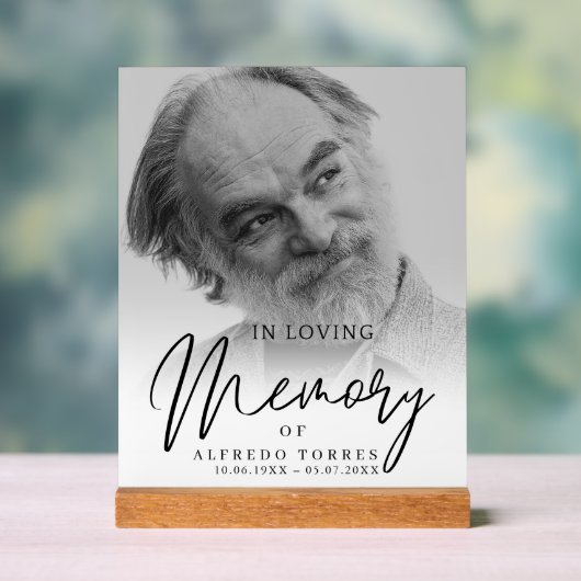 Simple Funeral Sympathy Photo Memorial  Acryl Bord (Neutraal)