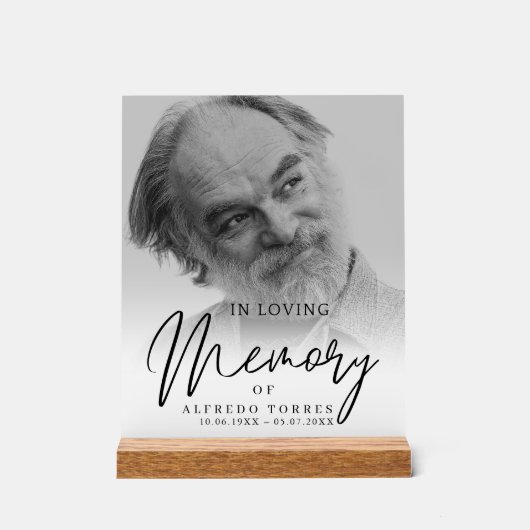 Simple Funeral Sympathy Photo Memorial Acryl Bord (Voorkant)